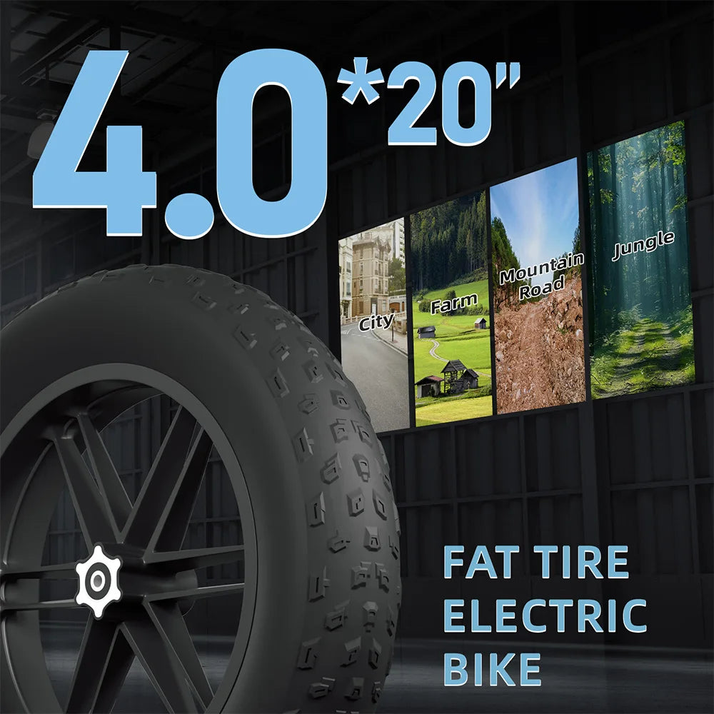 DEEPOWER QS7 Adult Electric Bike 1500W 48V 60Ah Dual Battery Off-Road Electric Bicycle 20 Inch Dual Suspension All-Terrain Ebike