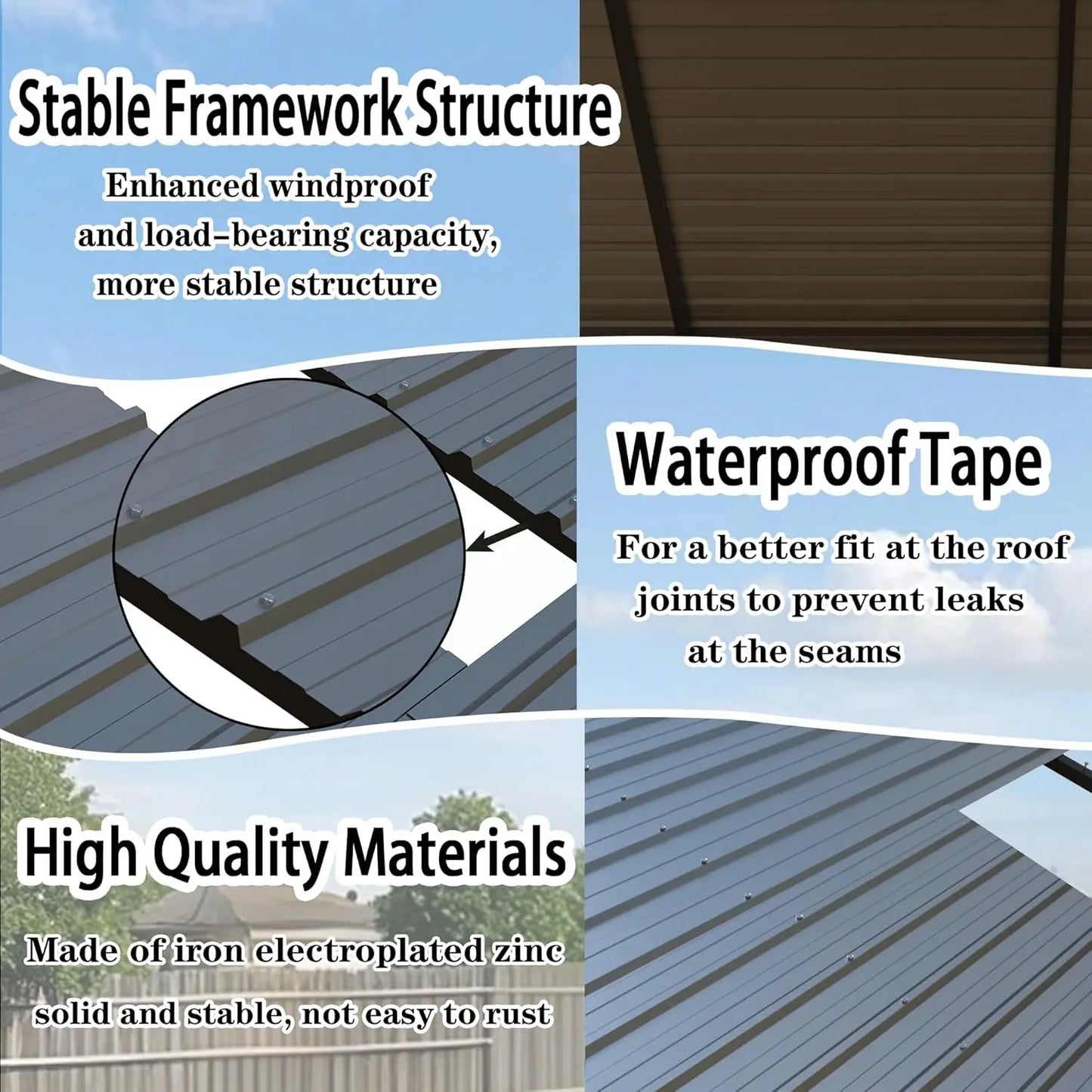 10x20 Ft Heavy Duty Metal Carport Galvanized Steel Extra Large Canopy Shelter for Dual Vehicle RV Customized Car Storage