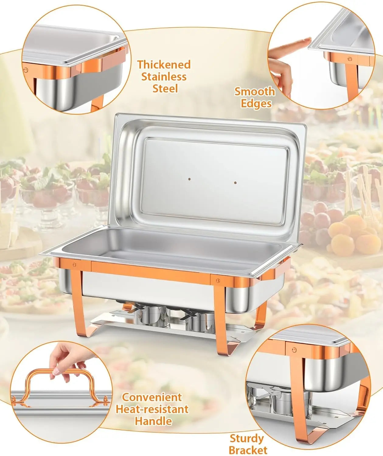 Chafing Dishes for Buffet,Rectangle Chafing Dishes Buffet Set,Stainless Steel Chafer and Food Warmer for Party wedding