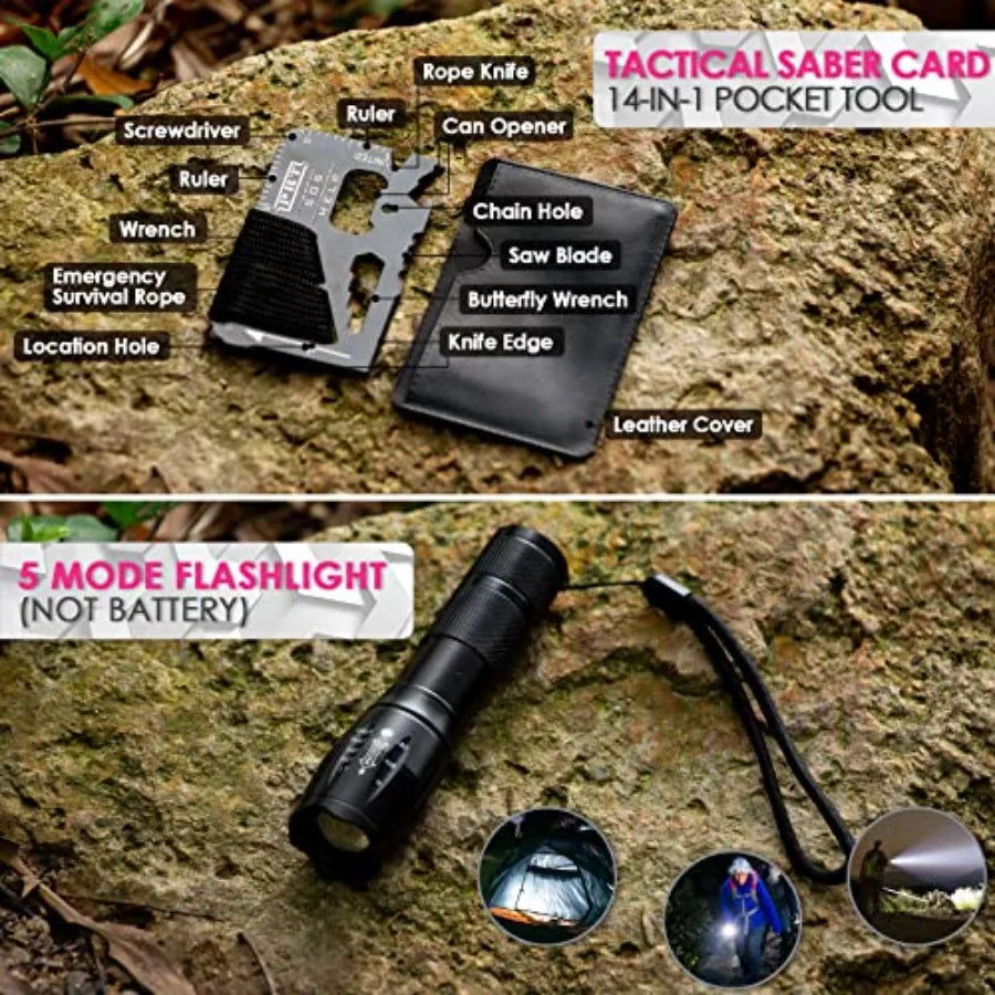 Emergency Survival Kit and First Aid Kit Self Defense Kit Safety Kit Survival Gear and Equipment with Tactical Molle Pouch and