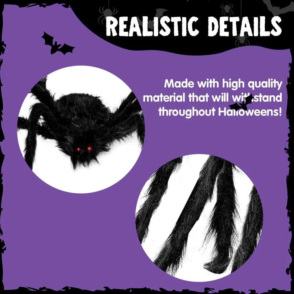 Giant Spider Halloween Outdoor Decorations Scary Large Spider Props for Yard Lawn Halloween Outside Decor and Indoor Party Decor, Black (Standing Height Is 15 Inches)