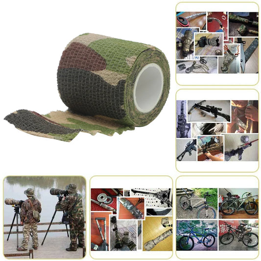 4.5mx5cm Camouflage Adhesive Elastic Bandage Reusable Camping Hunting Camera Binoculars Water Bottle Disguise Wrap Bandage