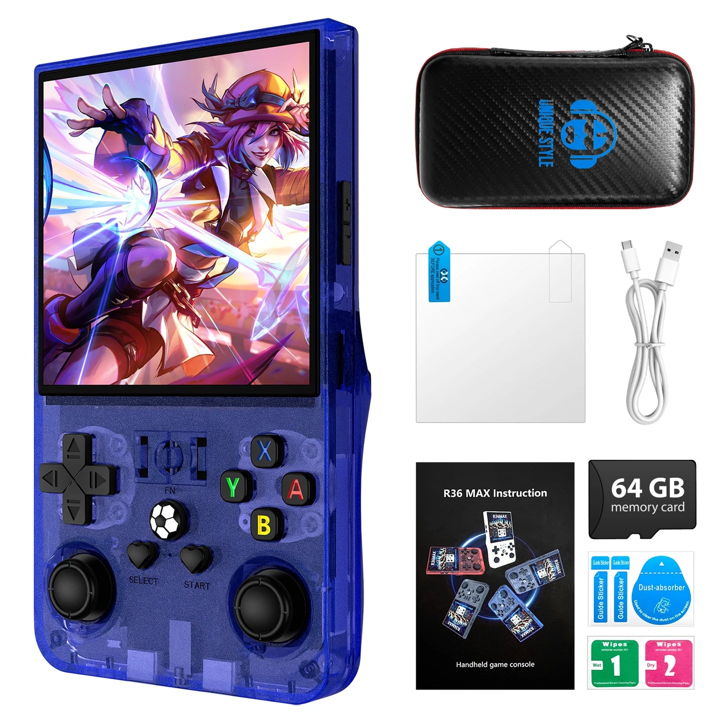 AISLPC R36MAX Handheld Game Console 4.0 Inch 64/128GB RK3326 Chip Retro Portable Video Game Player Open Source Pocket Console