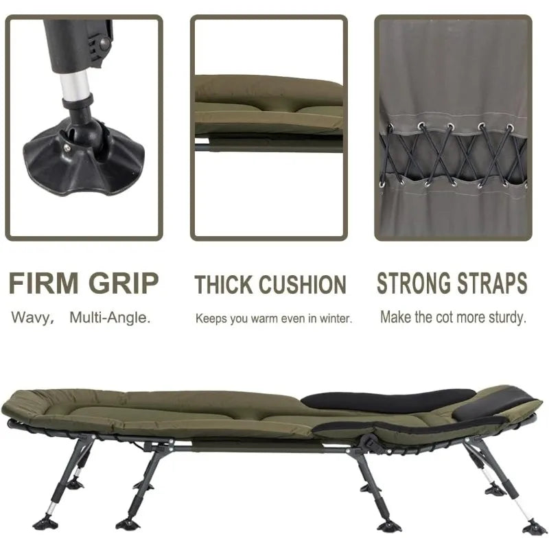 XXL Camping Cots for Adults 330Lbs with Carry Bag, Heavy Duty Folding Bed with Soft Padded Cushion, Portable Sleeping Cot