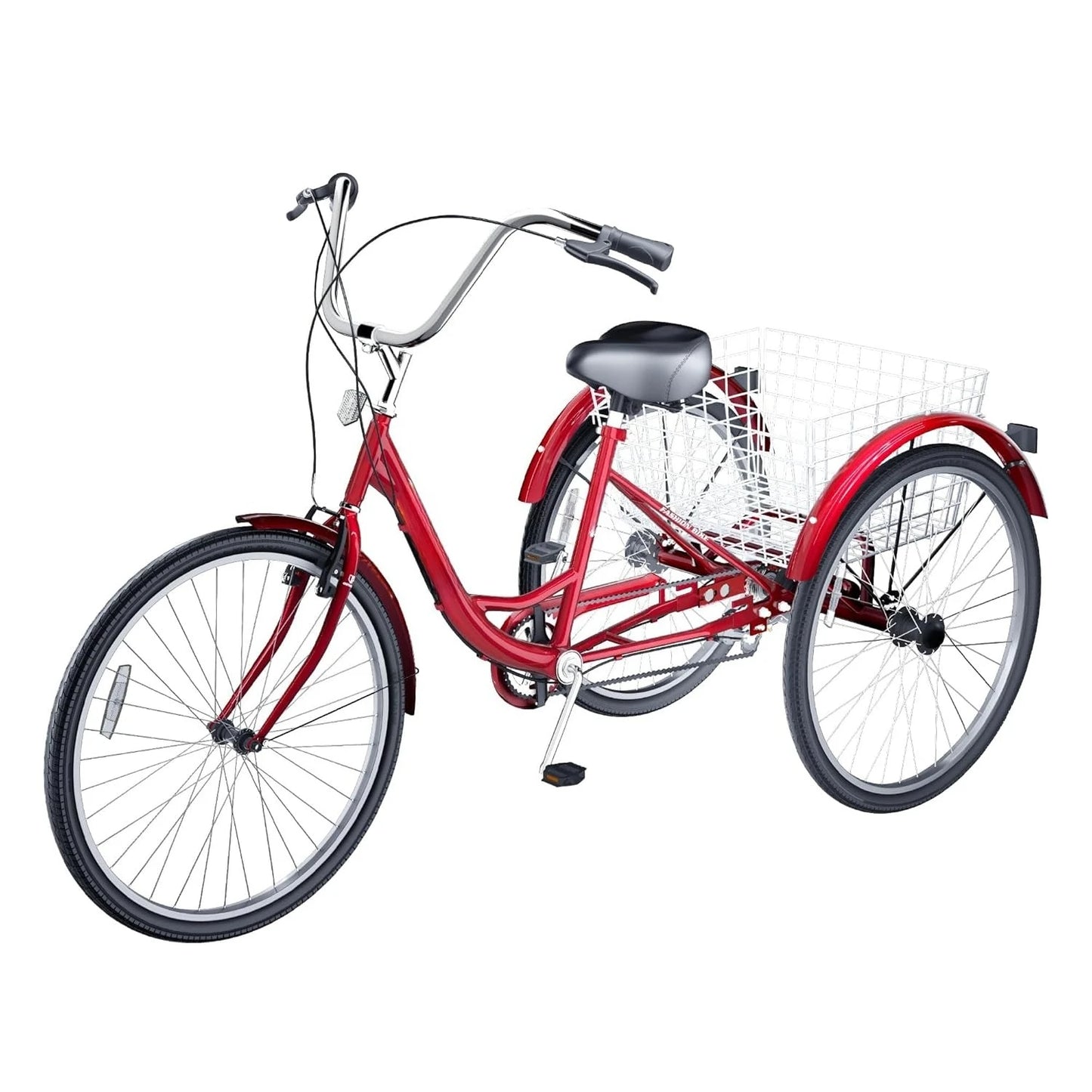 Adult Tricycle with Large Basket 24 Inch, Stable 3 Wheel Cruise Bicycle for Shopping, Long delivery time, Customized