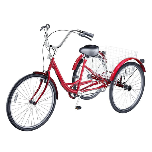 Adult Tricycle with Large Basket 24 Inch, Stable 3 Wheel Cruise Bicycle for Shopping, Long delivery time, Customized