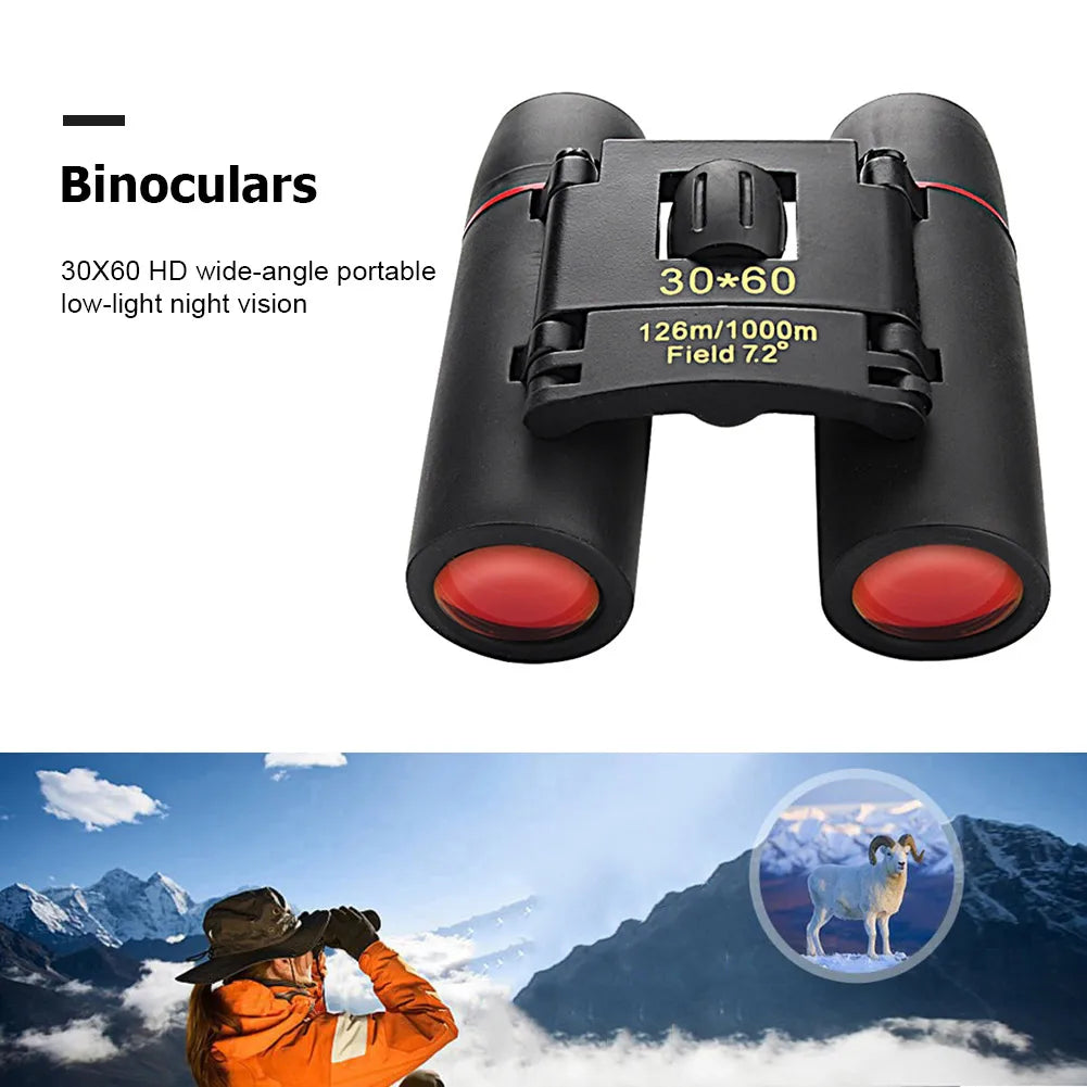 30x60 HD Binoculars Mini Portable Outdoor Sports Hunting Night Vision Telescope Bird Watching Sightseeing Binocular