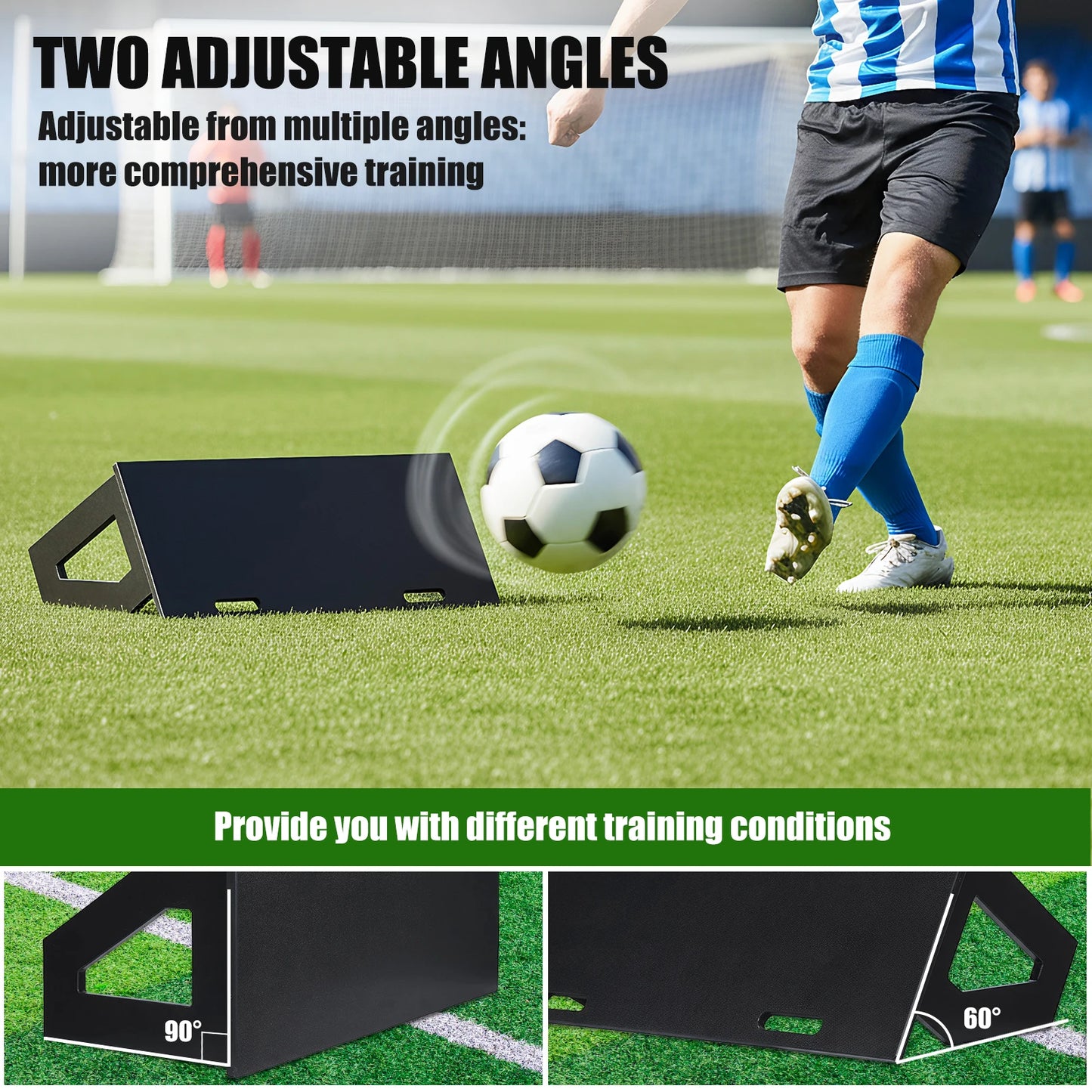 HDPE Soccer Rebound Training Board 100x40cm Foldable Design Adjustable Angles with Handle for Soccer Passing Control Practice