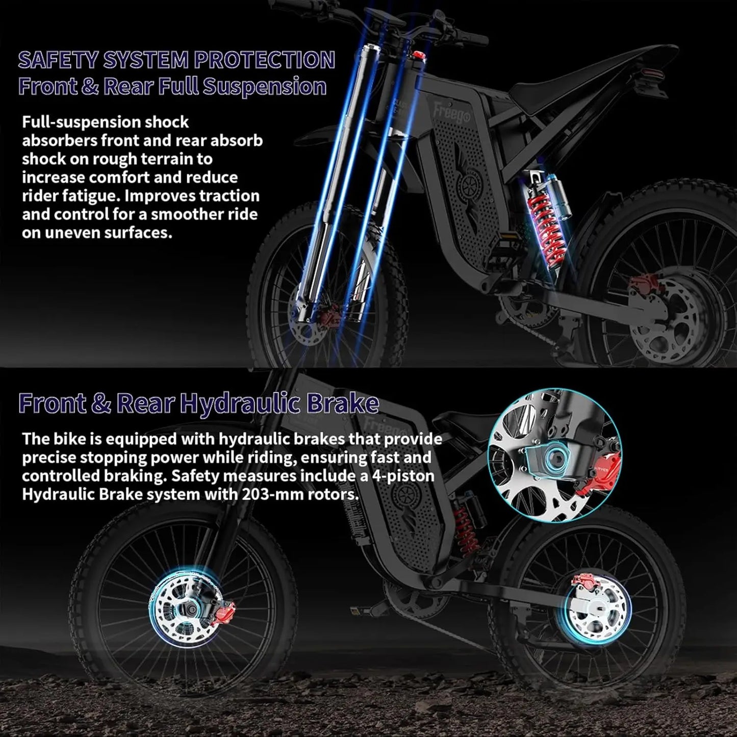 Freego X2  Electric Dirt Bike 6000W Motor 60V 30Ah Removable Battery Max 50Mph Electric Motorcycle 19" x2" Tire ULCertifications