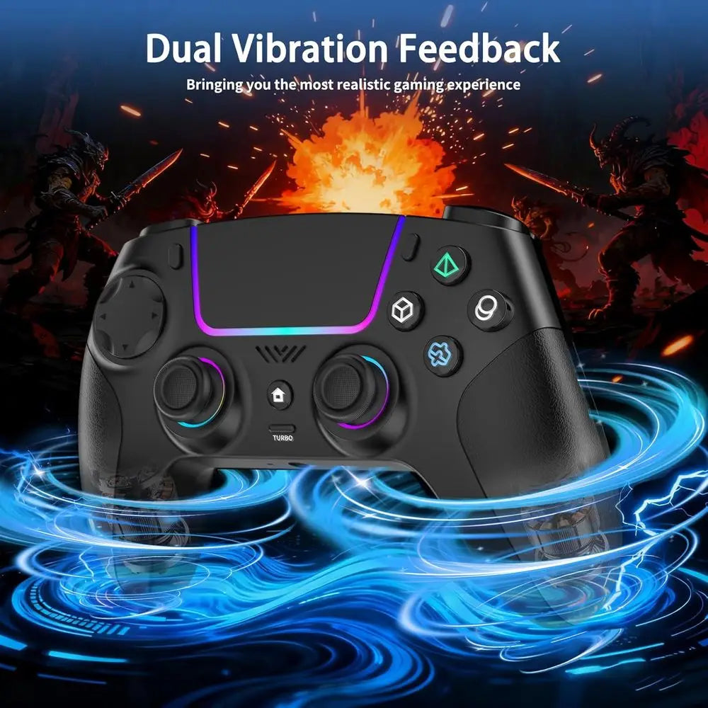 Wireless Controller for PS5, Android, iOS, and Steam Deck - LED, Hall Effect, Dual Vibration, 3.5mm Jack, 1500mAh Battery