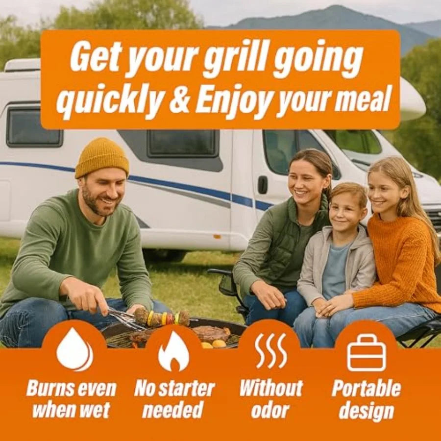 60 pcs Fire Starter Natural Fire Starters for Campfires, BBQ, Fireplace. Pizza Oven - Weather-Resistant, Waterproof, Quick Igni
