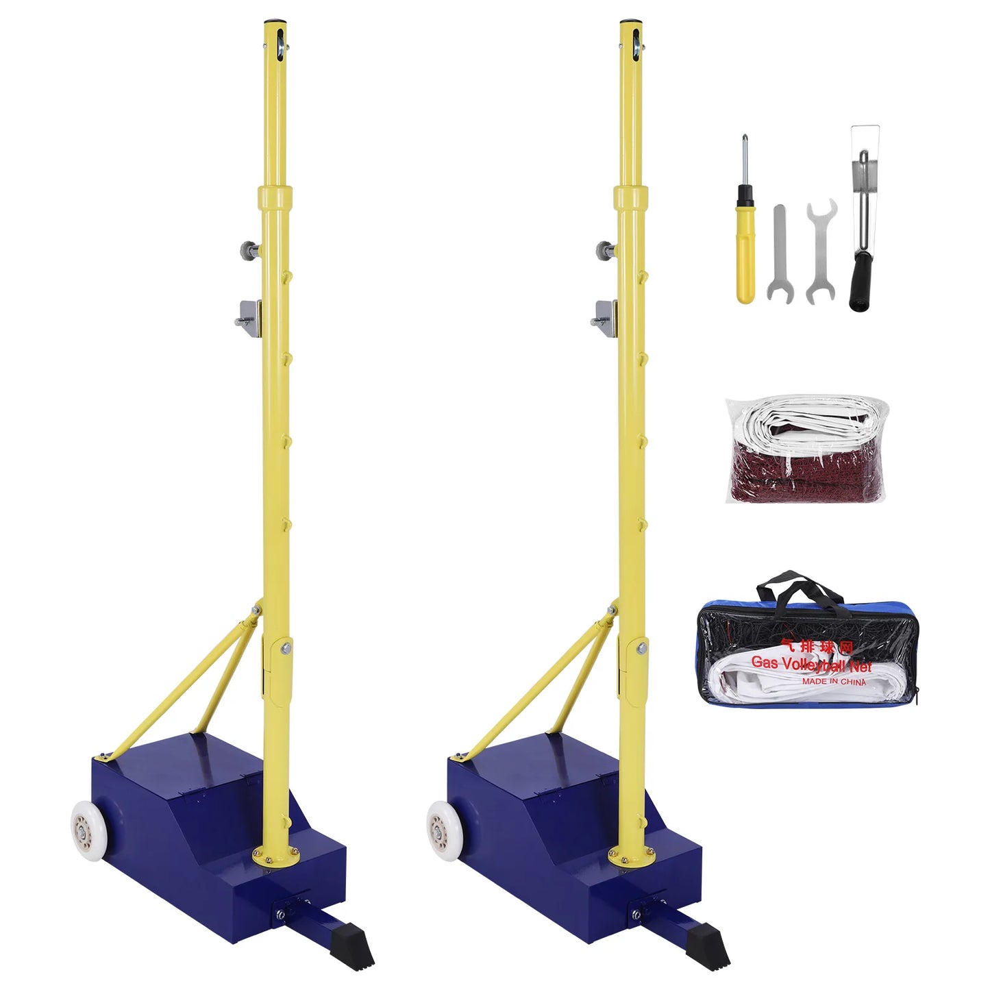 Volleyball Poles Professional Volleyball Net with Wheels & Nets 2 Height Adjustable Settings Suitable For Backyards