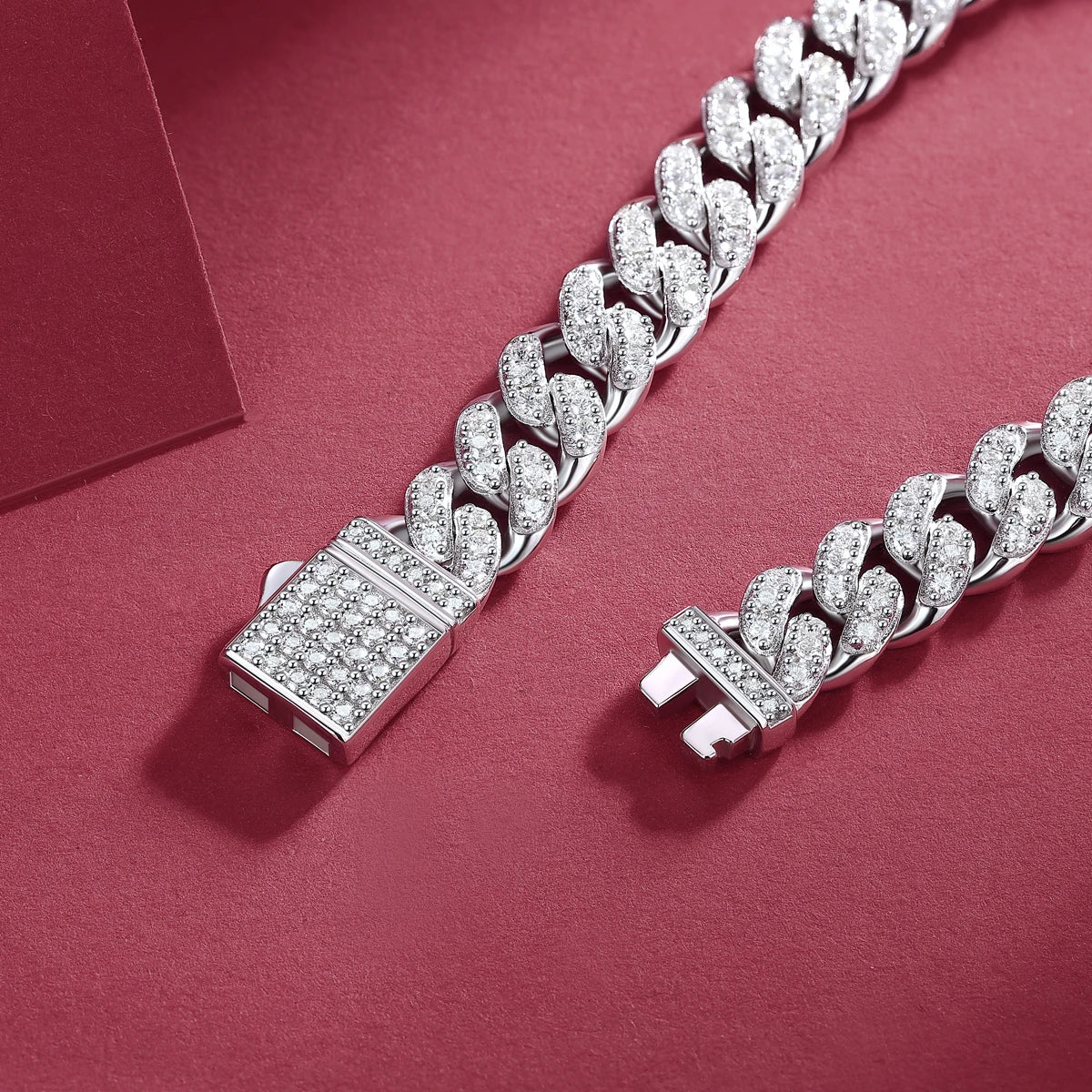 JIU ZUAN S925 Silver Moissanite Light Of Faith LuxuriousBracelet For Men And Women, Cuban Chain,For Engagement, Anniversary