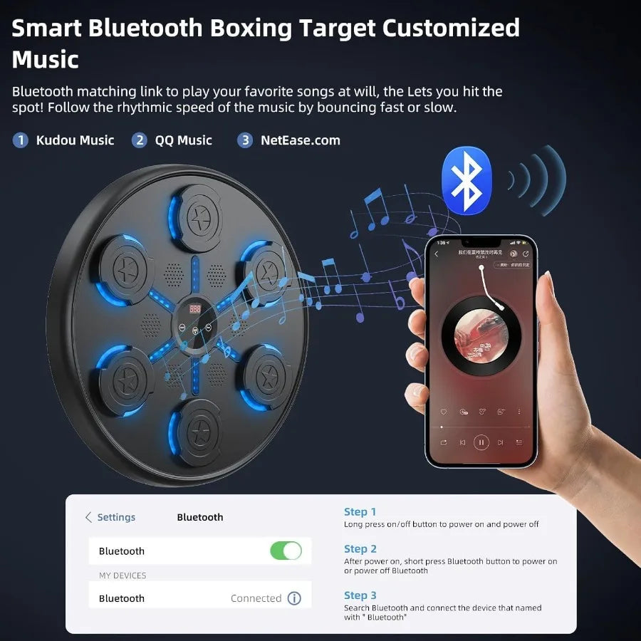 Second Generation WallMounted Music Boxing Machine with Integrated Gloves for Adults: Smart Bluetooth Music Syncing Indoor Gym