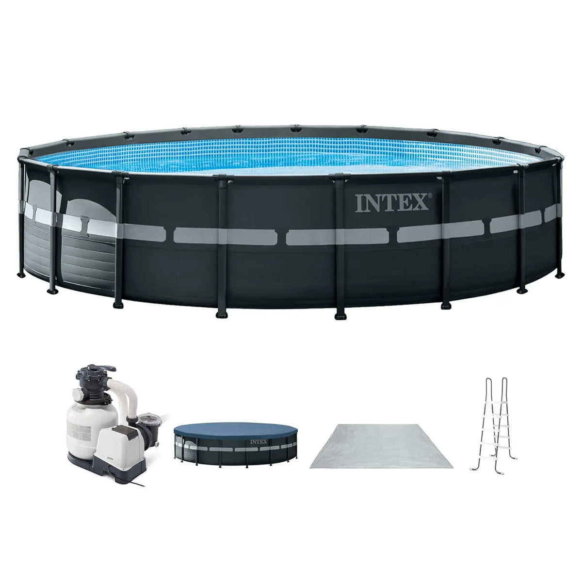 Ultra XTR 18 ft x 52 in Above Ground Pool Set, Round Swimming Pool with Steel Frame, 2100 GPH Sand Filter Pump, Ladder,, Custom