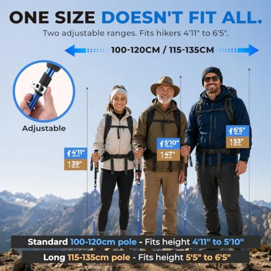 Trek-Z 2.0 Cork Trekking Pole Set - Hiking Poles Collapsible Lightweight Folding Walking Stick, 7075 Aluminum Collapsible Walki
