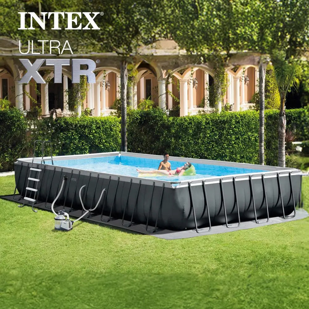 26373EH Ultra XTR 32ft x 16ft x 52in Above Ground Swimming Pool Set with Sand Filter Pump, Inflatable Lounge Pool Recliners 2Pac