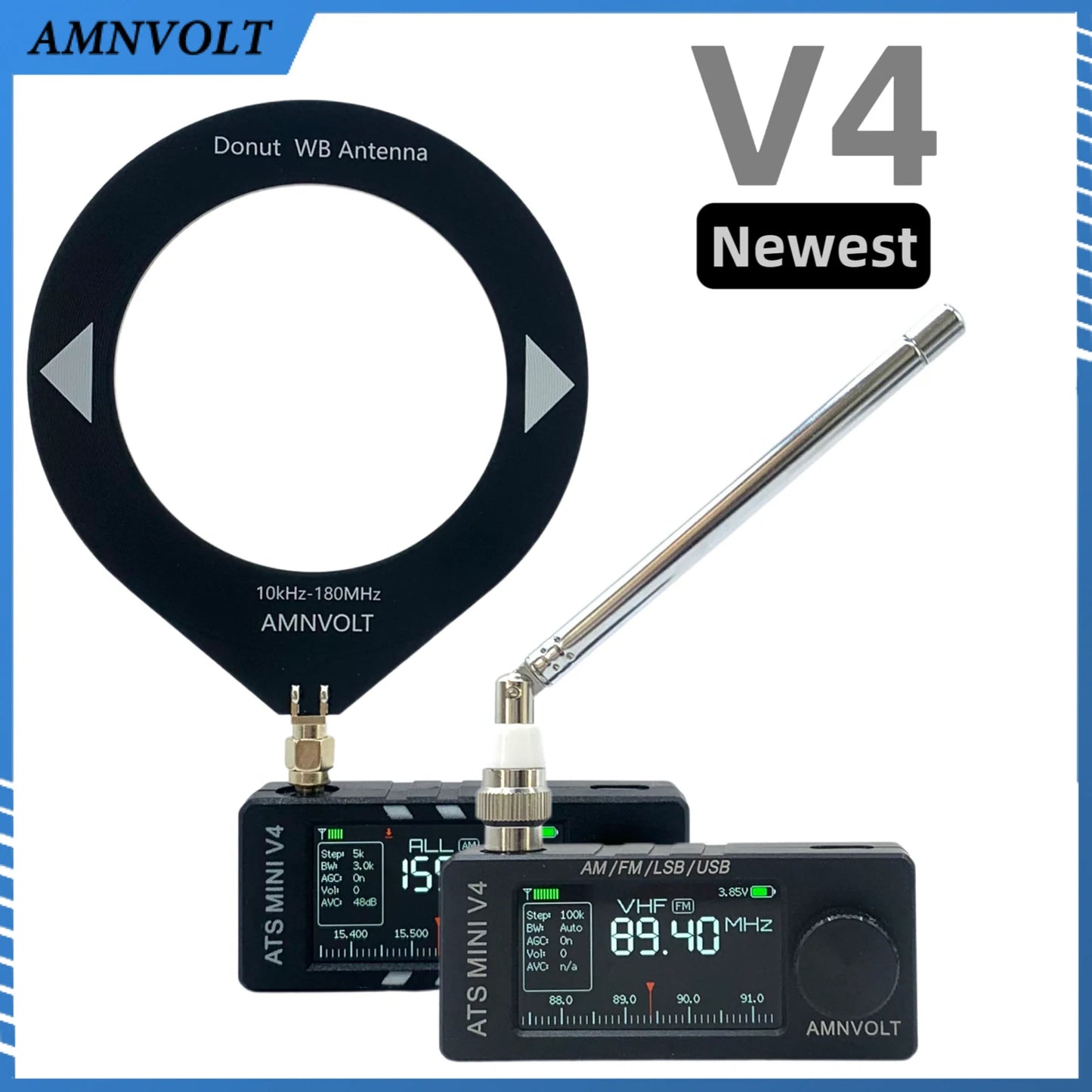 AMNVOLT V4 ATS MINI Radio with Headphone Amplifier Full-Band DSP Radio Portable AM FM Radio Receiver for Walking Hiking Camping
