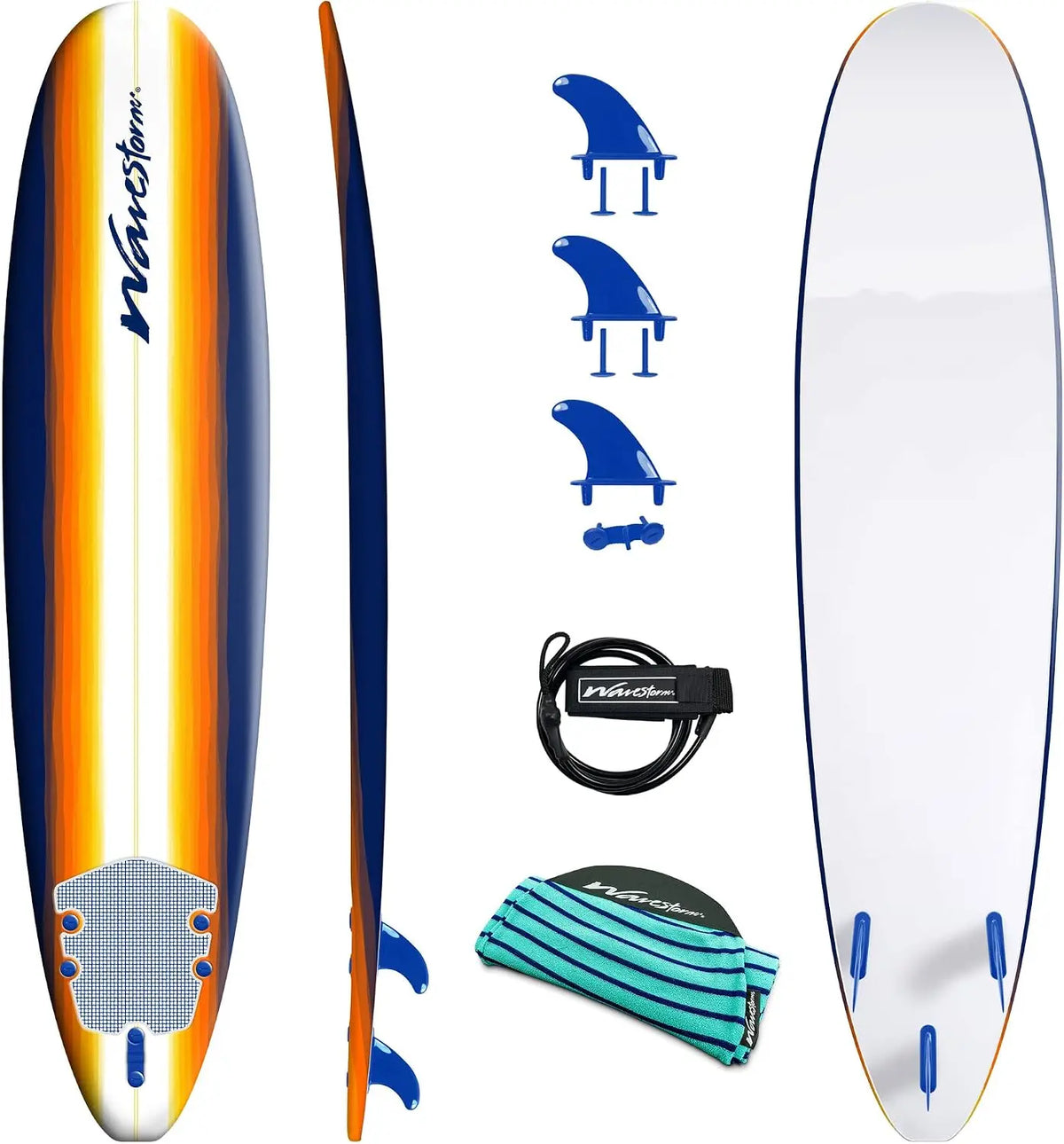 8 ft Classic Soft-Top Foam Surfboard – Soft Foam Deck Surfboard with Classic Design
