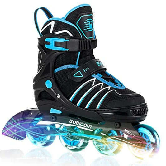 Adjustable Inline Skates with Full Light Up WheelsOutdoor Illuminating Roller Skates for and Adults Girls and Boys Men and Wome