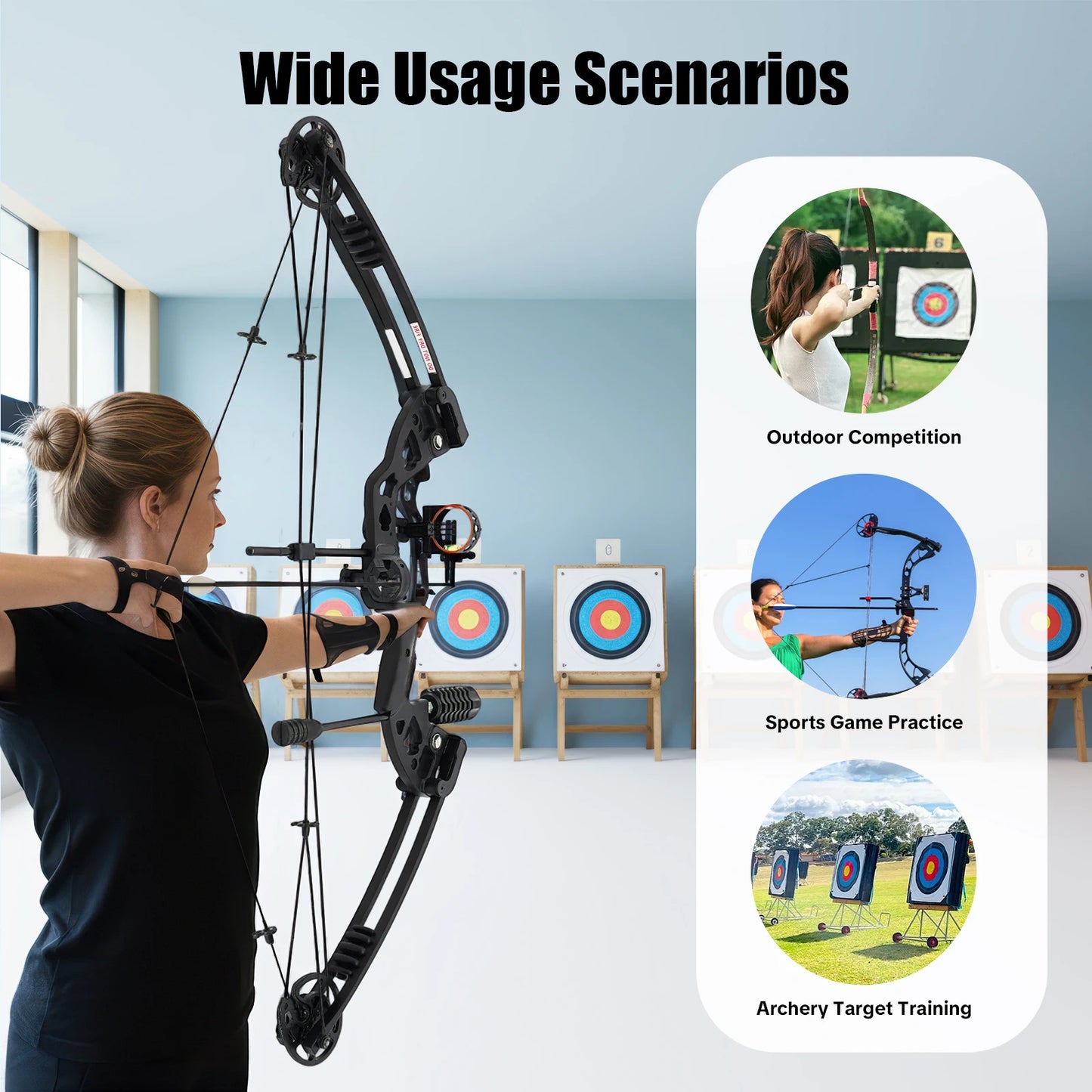 Compound Bow Hunting Kit with 12 Arrows 3-Pin Sight Adjustable Draw Weight and Length for Archery Enthusiasts,Beginners