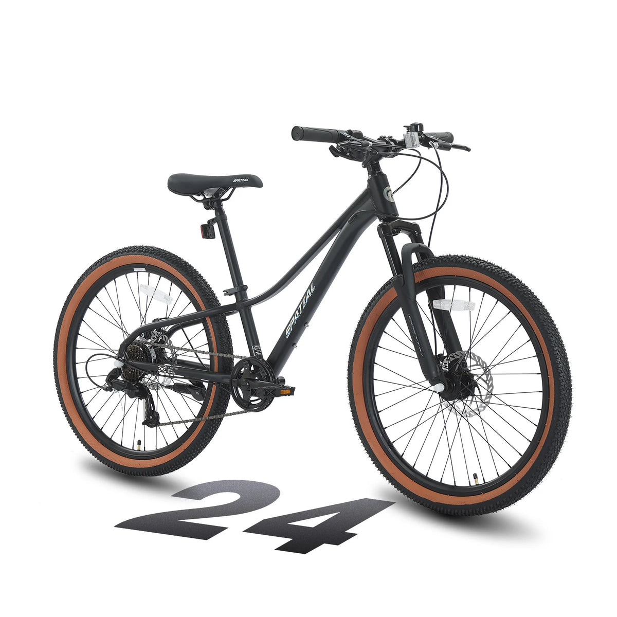 SPATIAL MT24FS2.0 24 Inch Mountain Bike, 7-Speed Hardtail MTB, Off‑Road Bicycle for Teenagers and Adults, Lightweight Aluminum Frame, Suspension Fork, Front & Rear Disc Brakes