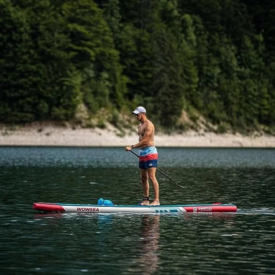 14' inflatable SUP board for exploring and racing durable PVC material blue color ultra-stable design with action camera mount