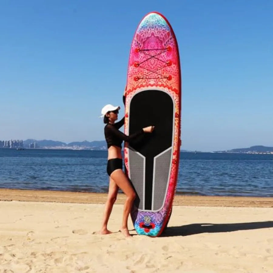 Inflatable Paddle Board for adult use, PVC drop-stitch material, navy blue, ultra-stable wide design with premium accessories: