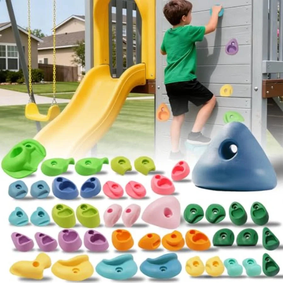 32 PCS Rock Climbing Holds for Rock Climbing Wall Grips Climbing Rocks Wall Kit for Indoor and Outdoor Playground Play Set with