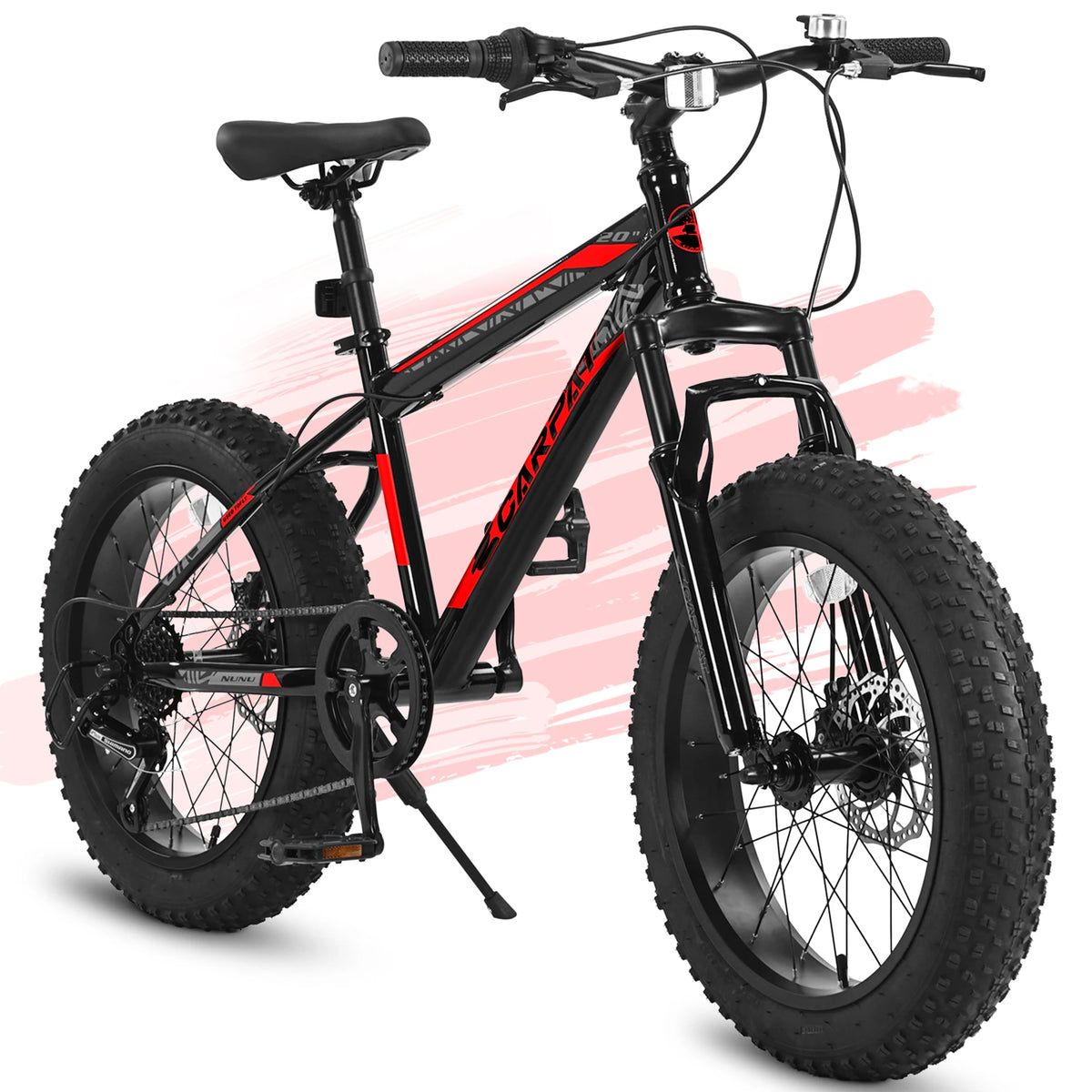 20 Inch Fat Tire Kids Mountain Bike, 4.0" Wide Non-Slip Fat Tires, 7-Speed Disc Brake, Boys Girls Outdoor Kids' Bicycles Gift