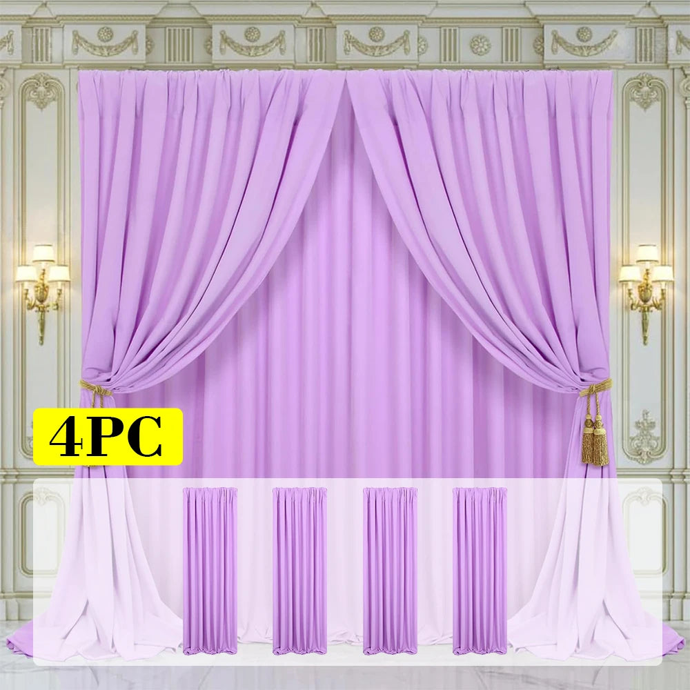 4 Panels-5ft x 7ft Lavender Backdrop Curtain for Parties Wedding Wrinkle Free Light Purple Photo Curtains Backdrop Drapes Fabric