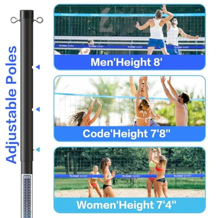 Volleyball Net for Backyard Professional Portable Outdoor Heavy Duty Volleyball Net Set with Adjustable Aluminum Poles Anti-Sag