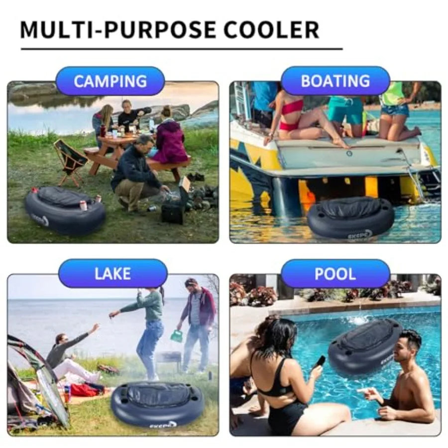 Inflatable Kayak Floating Cooler 40 QT - River Cooler Float with Tow Rope for Kayaking and Boating Heavy Duty PVC Dry Storage V