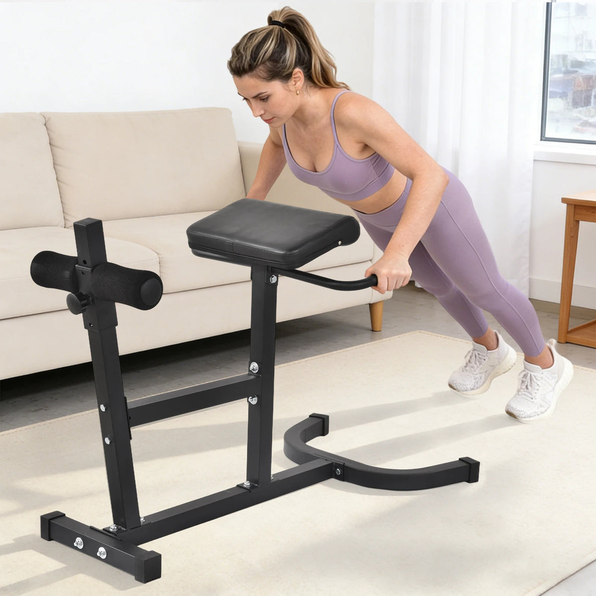 Roman Chair Hyperextension Bench, Adjustable 6-Level Back Extension Machine for Home Gym, Foldable Workout Equipment for Glutes Hamstrings Lower Back Core Hips Abs, Heavy Duty 440 LBS Weight Capacity