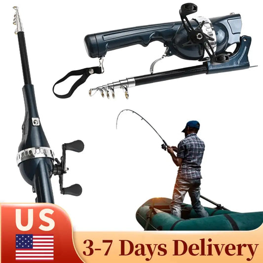 Portable Folding Fishing Pole with Reel Line Travel Rods Carbon Fiber Spinning Rod for Outdoor Fishing Gifts for Men