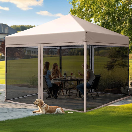 8'x8' Pop up Screened Canopy Tent with Mosquito Netting, Portable Easy up Outdoor Screen House Shelter for Patio, Customized