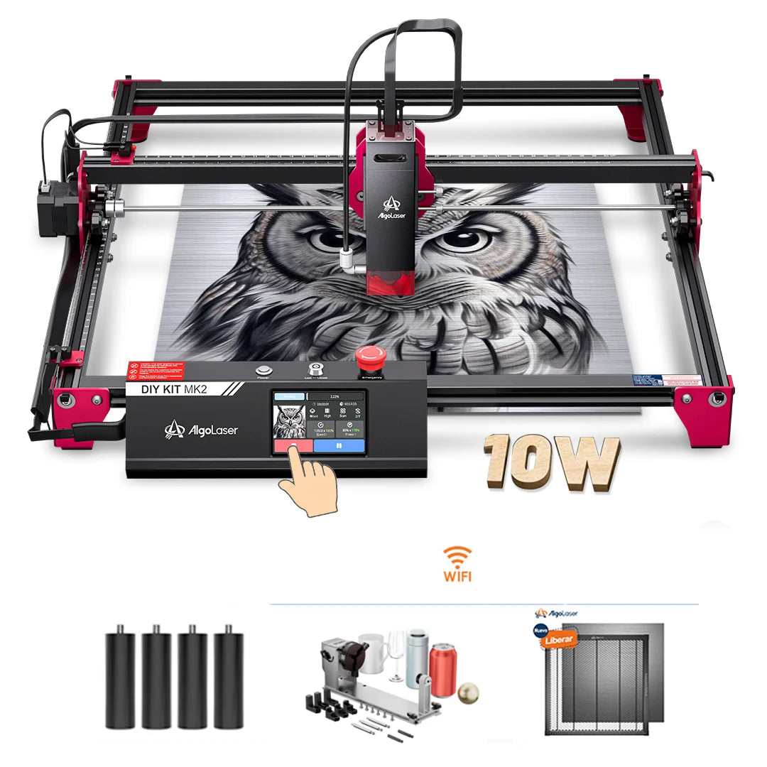 Algolaser DIY Table 40*43cm CNC Laser Cutter Engraver 3.5” Touch Scree Phone&WiF Metal Wood CNC Lase Cutting Engraving Machine