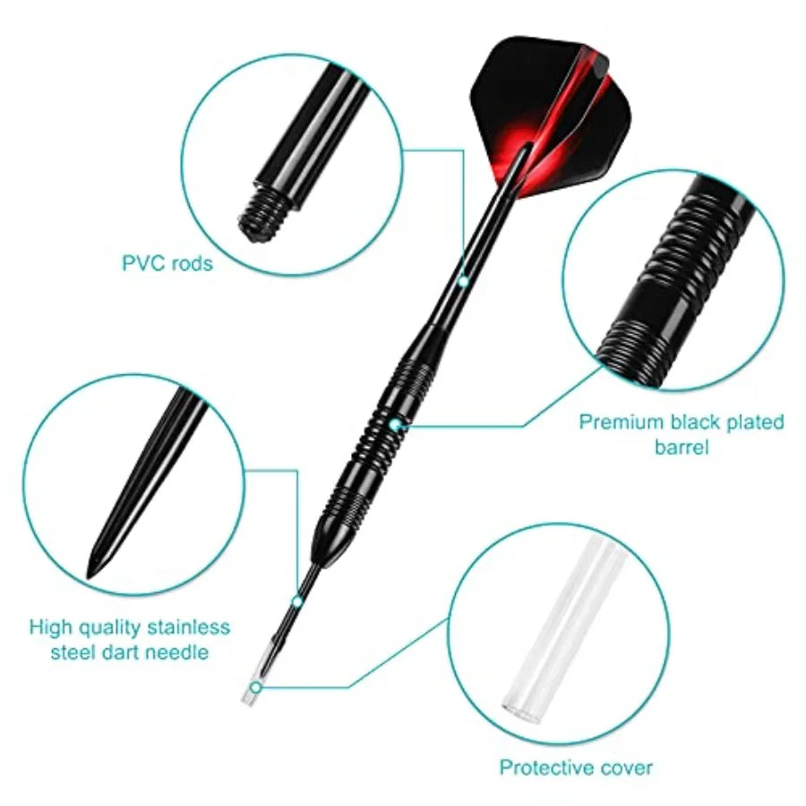 Darts Metal Tip Set, 12 Pack Steel Tip Darts Darts Set 24Grams Professional Metal Darts