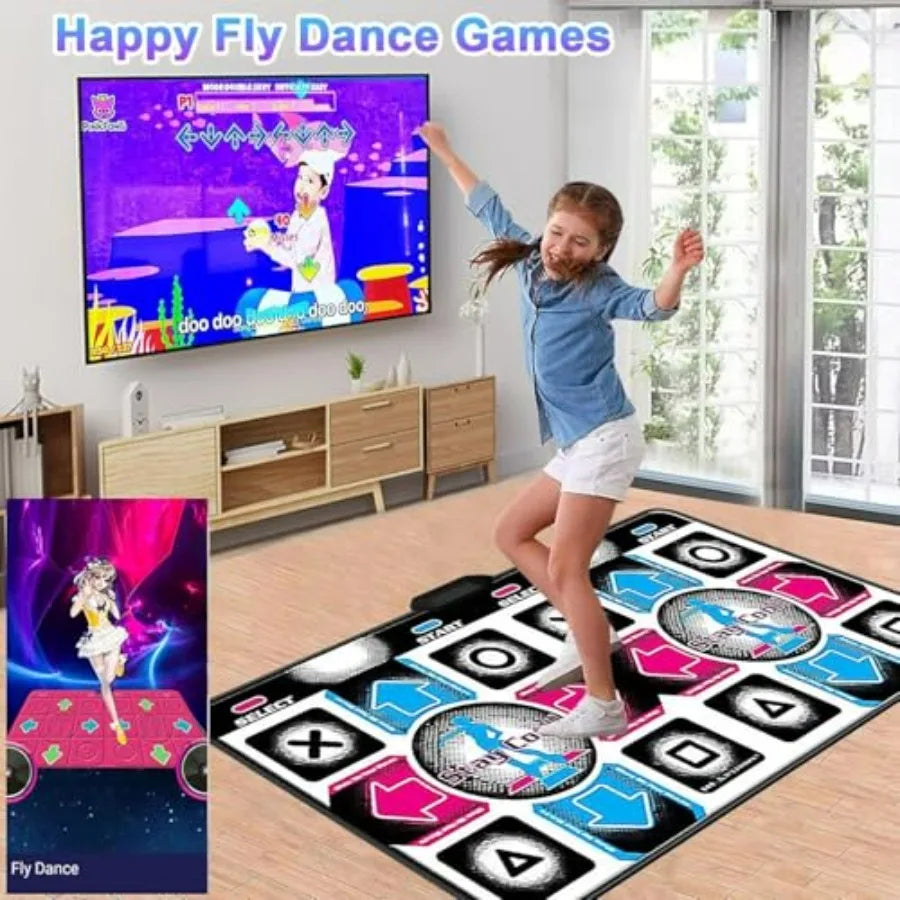 Dance Mat for with Interactive Dance Pad Games HD Plug Play TV Dance Game Console Family Fun Fitness Mat in Bright Colors Easy