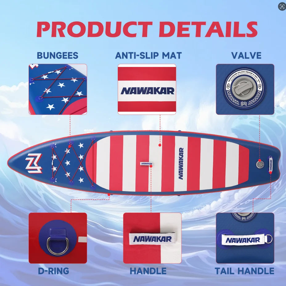 US Stock Surfboard Men's And Women's Lure Fishing Inflatable Portable Sea Surfboard Adult Reinforced Paddle Board