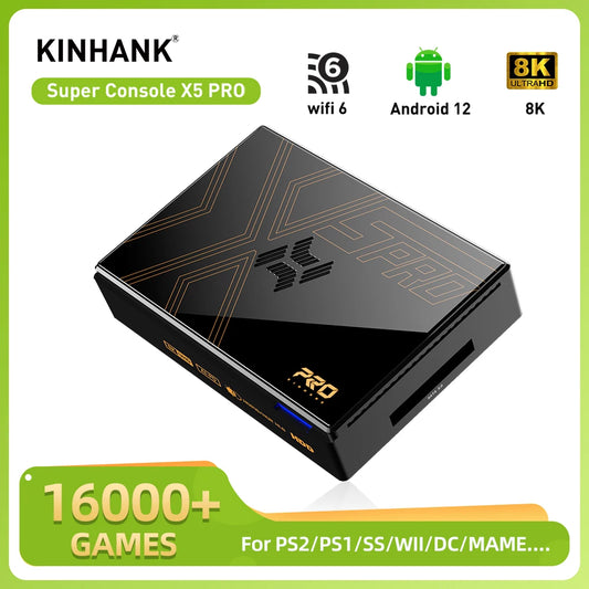 KINHANK Super Console X5 PRO Retro Video Game Consoles  Plug and Play 4T with 16000 Games for PS2/WII/SS/DC/N64