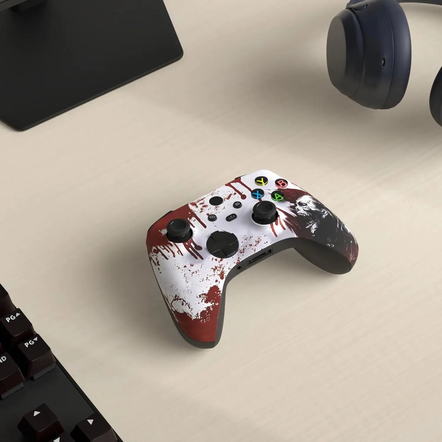 Custom Wireless Xbox Controller for Series X/S & One - Soft Touch Feel, Bloody Zombie Design
