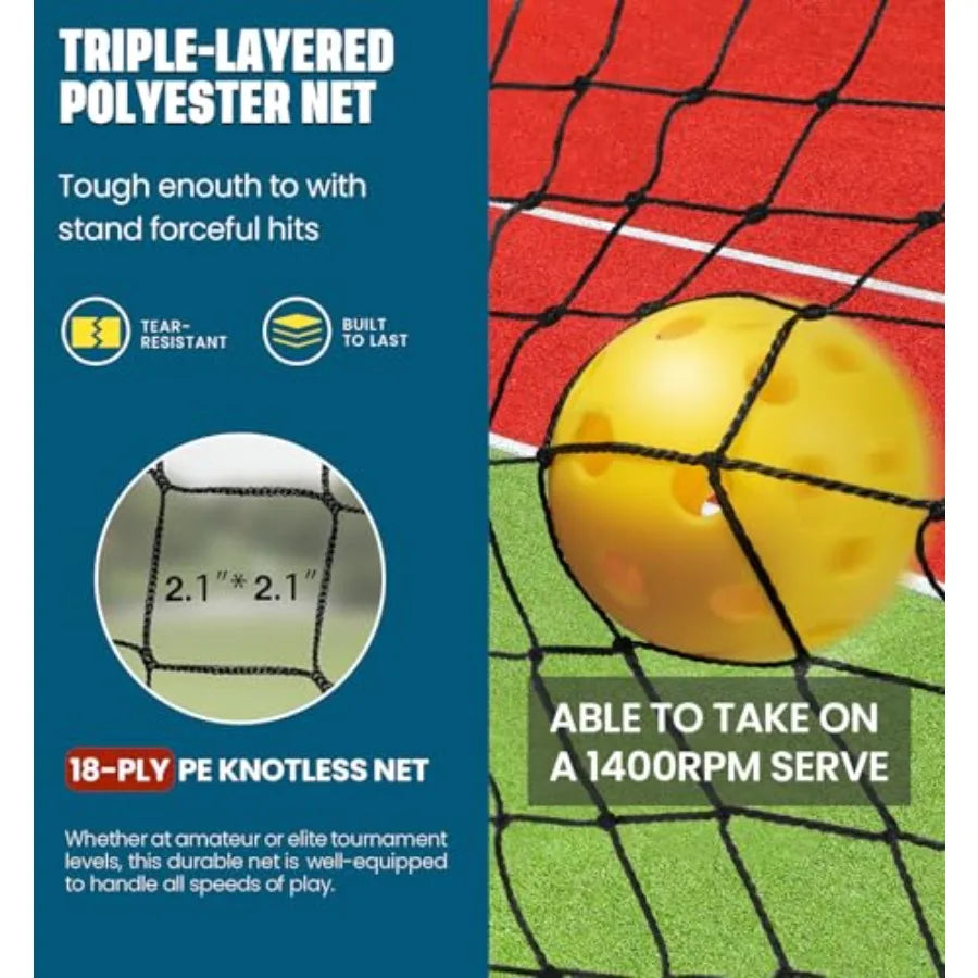 Portable Pickleball Net Set 22 FT Regulation Size Pickle Ball Net with Ball Collector 4 Balls and Carry Bag Easy Setup for Outd