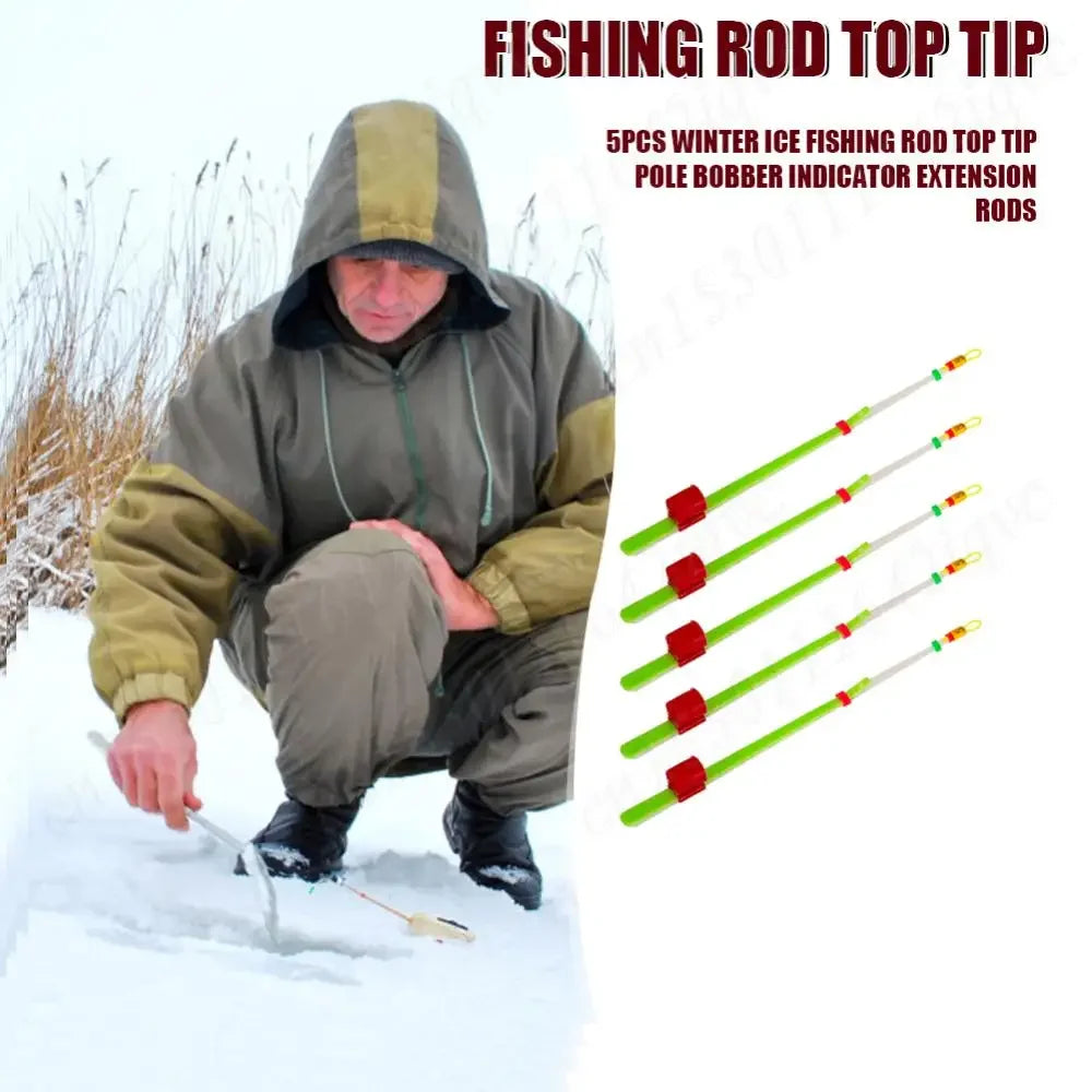 5/10/15Pcs Winter Ice Fishing Rod Top Tip Lightweight Fishing Pole Front Tip Portable Thicken Ice Fishing Pole Top Accessories