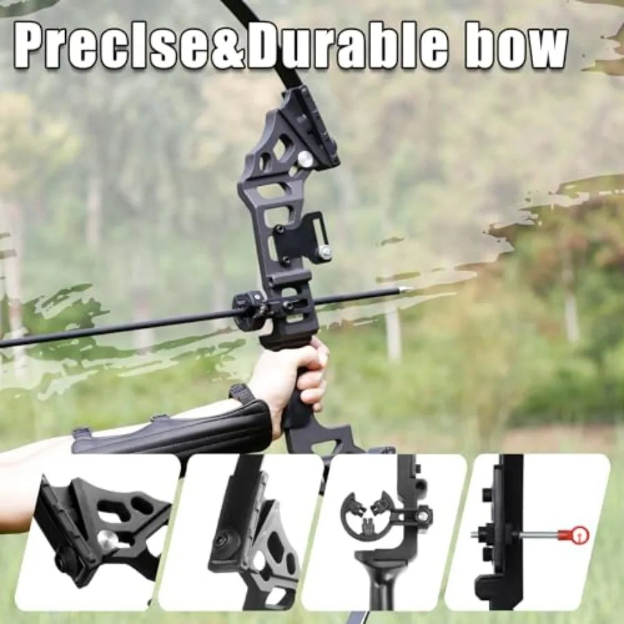 Recurve Bow and Arrow Set for Adults, Carbon Arrows, Black, 3040lbs Right-Handed Archery Kit for Outdoor Target Practice