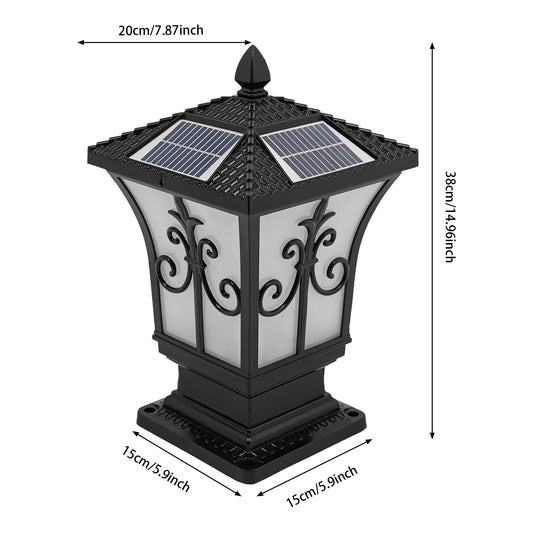 85-265V Outdoor Solar Post Light, Solar Powered Electric Supply Pillar Light, Remote Control Garden Light IP44 Water-repellent