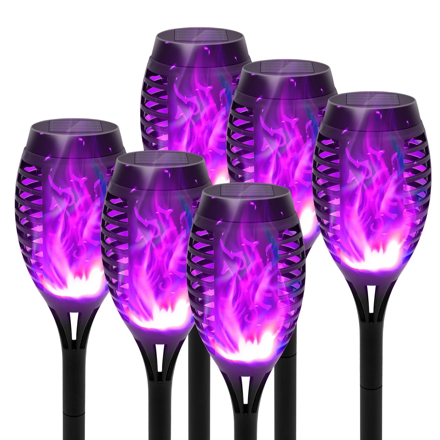 Green Solar Flame Light Outdoor with Flickering Flame Waterproof Lawn Ground Inserted Landscape for Garden Decorations Yard Pati