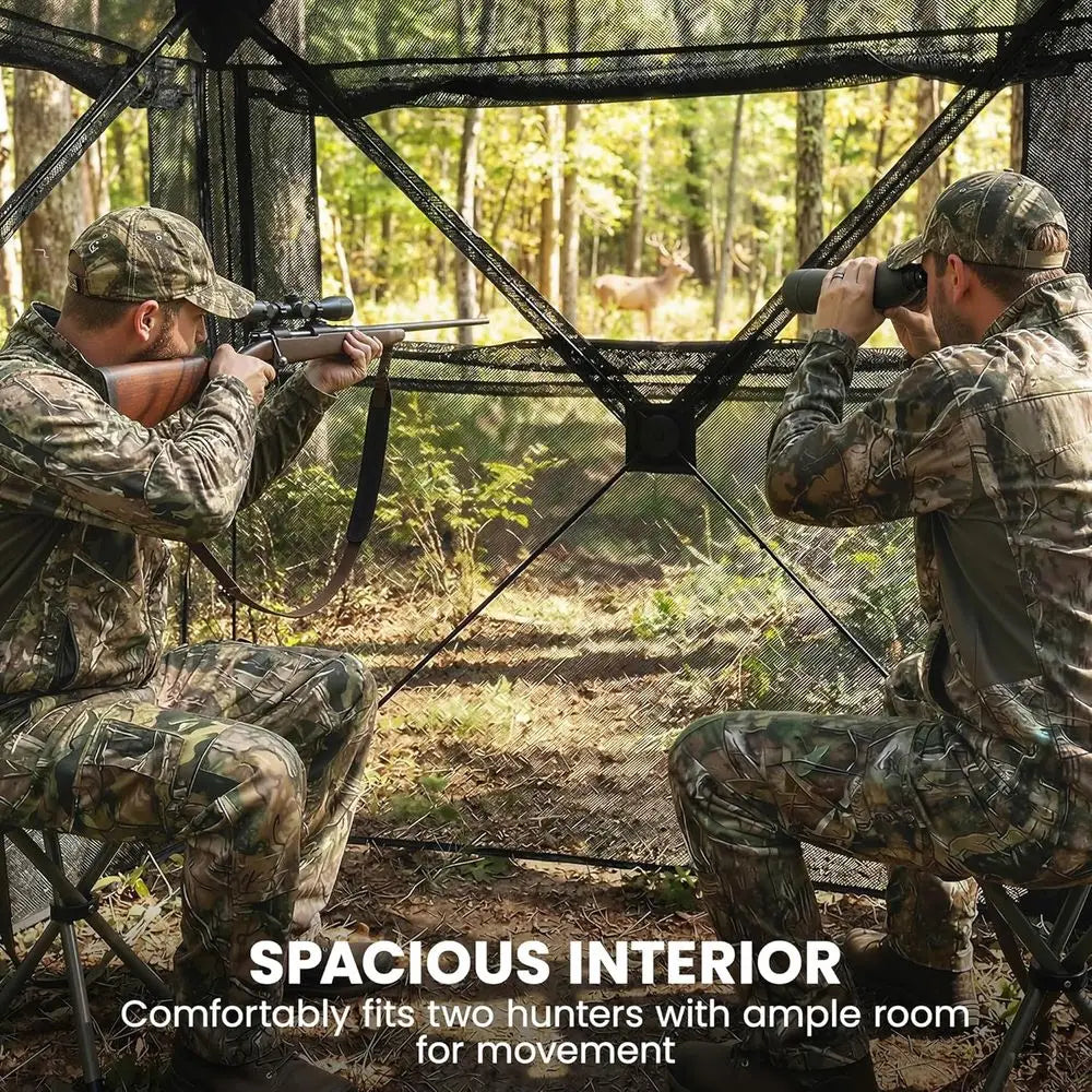 2-Person See-Through Hunting Blind with 270° Panoramic View, Waterproof & Windproof, Camouflage for Deer Hunting