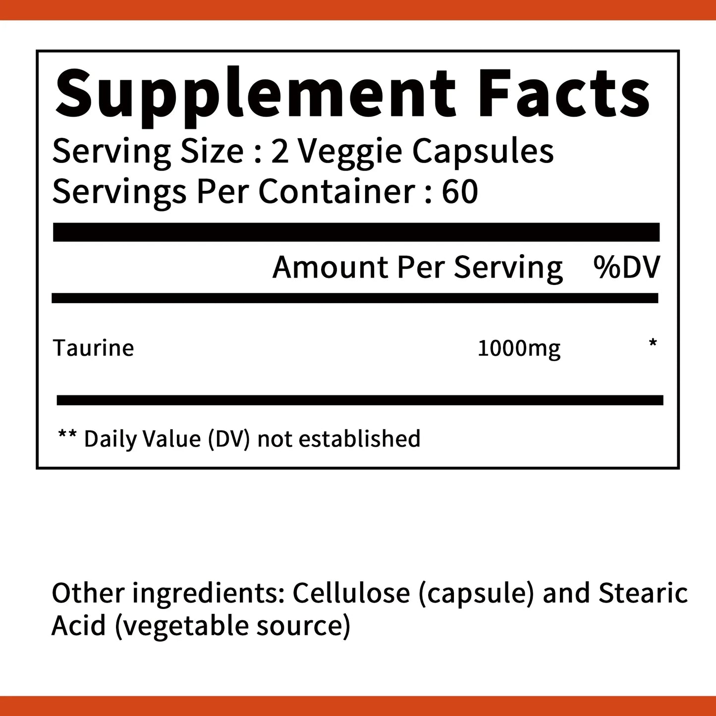 Taurine Capsules 1000mg - Supports Heart, Nerve, Brain, and Muscle Health - 120 Capsules