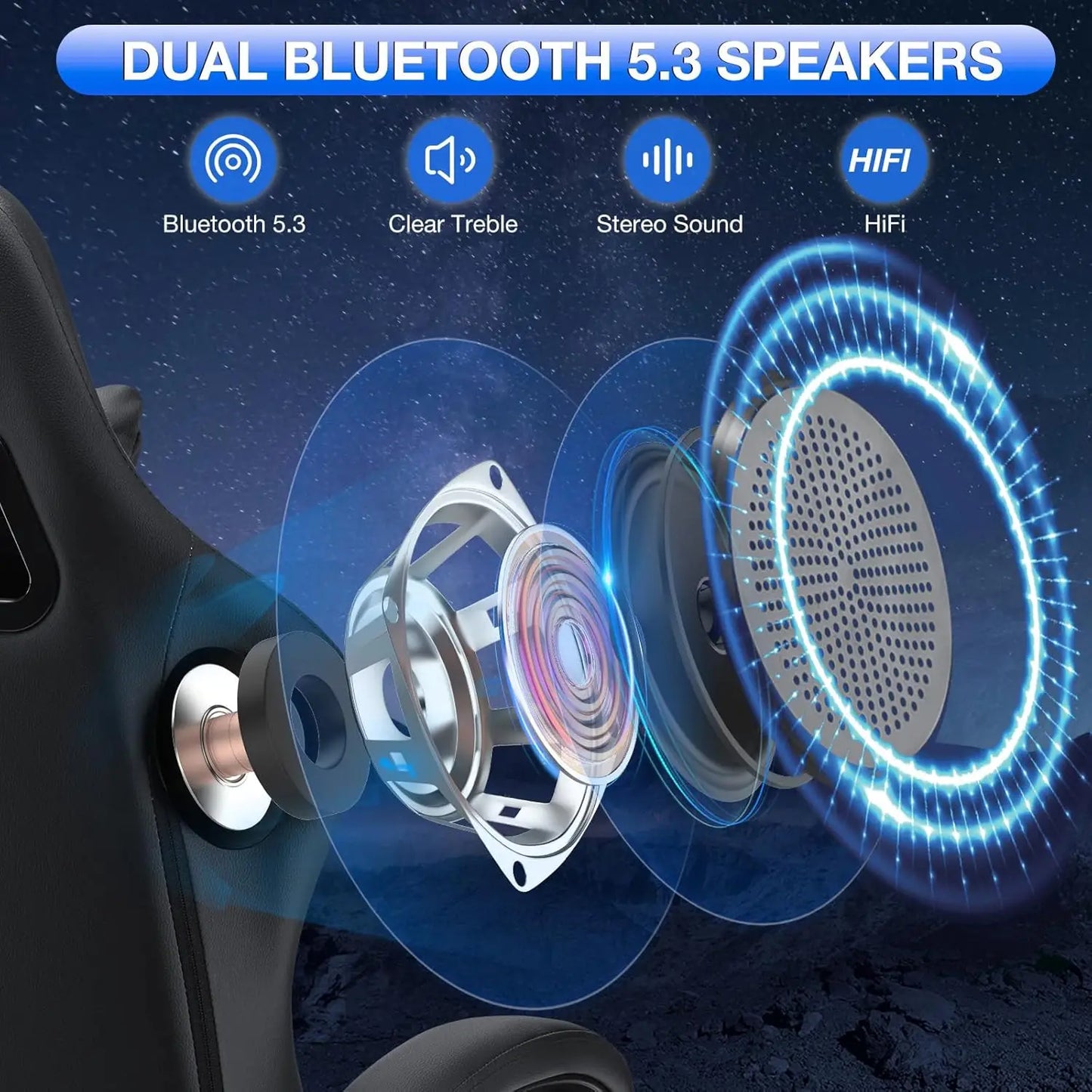 Gaming Chair Computer Chair with Speakers Massage Game Chairs with Footrest Bluetooth High Back Ergonomic Computer, Customized